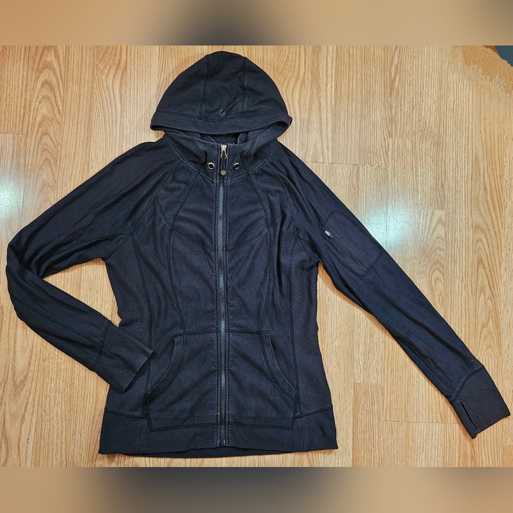 Athleta womens blazk zip up hoodie size Large